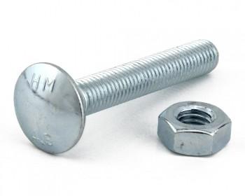 M6 x 100 Cup Square Hex Bolts & Nuts Grade 4.8 DIN 603  