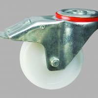 80MM BOLT HOLE BRAKED NYLONÃÂÃÂ¶WHEEL SWIVEL CASTORÃÂÃÂ¶MEDIUM DUTYÃÂÃÂ¶PT NO RT3LBHBNY-PB