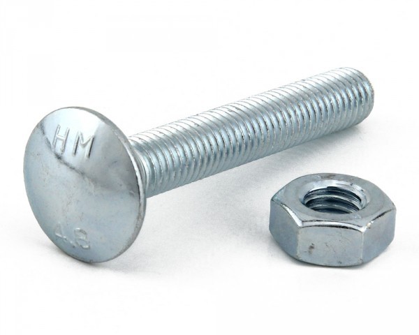 M6 x 100 Cup Square Hex Bolts & Nuts Grade 4.8 DIN 603  