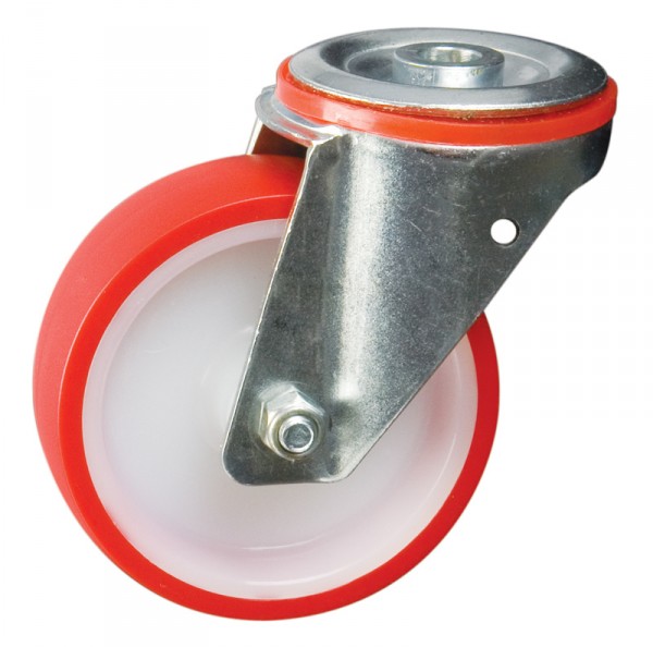 125MM BOLT HOLE SWIVEL REDÃÂÃÂ¶POLY TYRE CASTORÃÂÃÂ¶MEDIUM DUTYÃÂÃÂ¶PT NO RT5LBHPU-RB