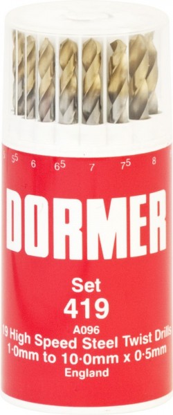 A094 TiN SET 419 1.0-10.0 X0.5ÃÂÃÂ¶19 PIECE DORMER A002 DRILL SETÃÂÃÂ¶ÃÂÃÂ¶A094419